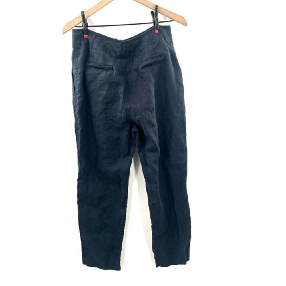 Lauren Ralph Lauren navy blue 100% linen straight leg pants lagenlook coastal 10 - Picture 11 of 15